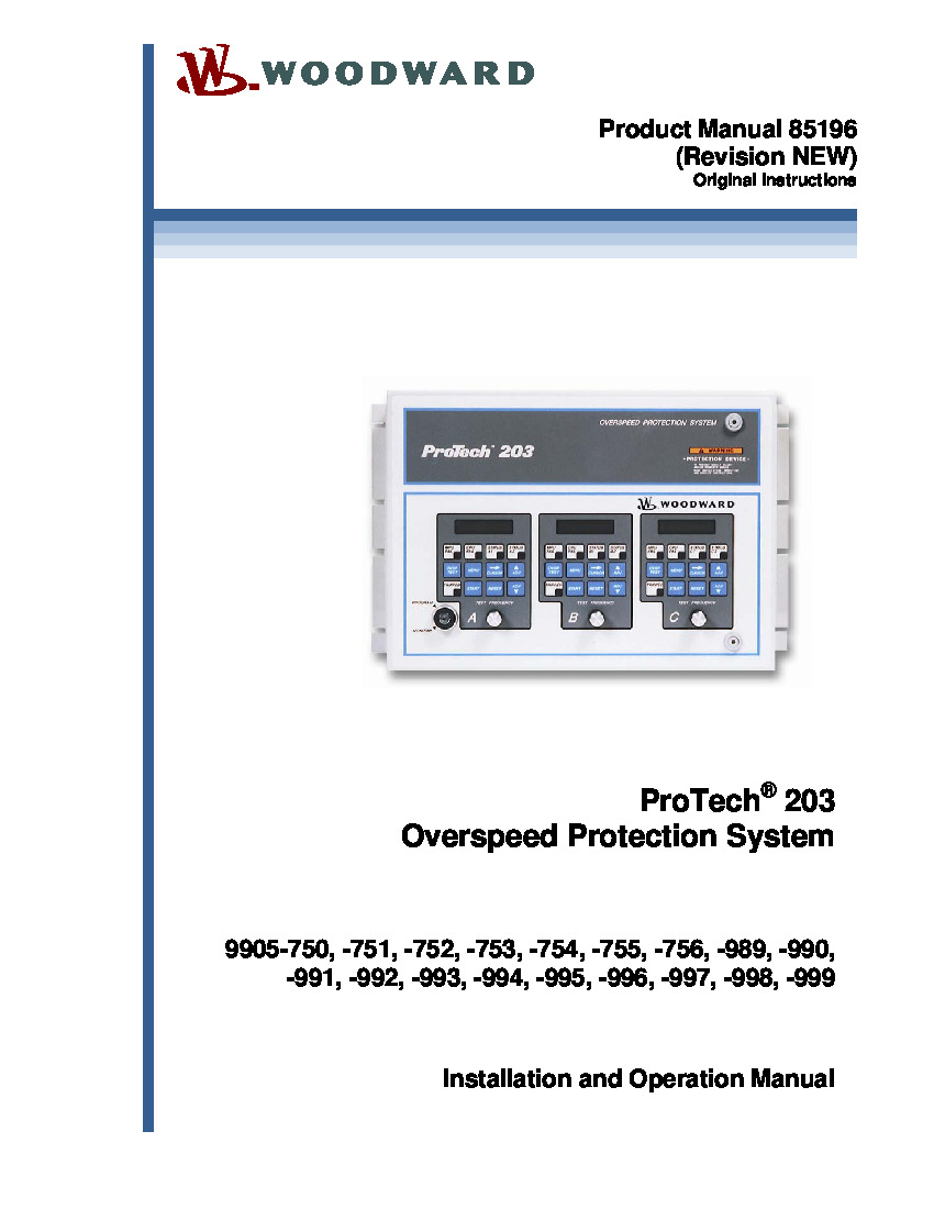 First Page Image of 9905-750 Protech 203 Manual 85196.pdf